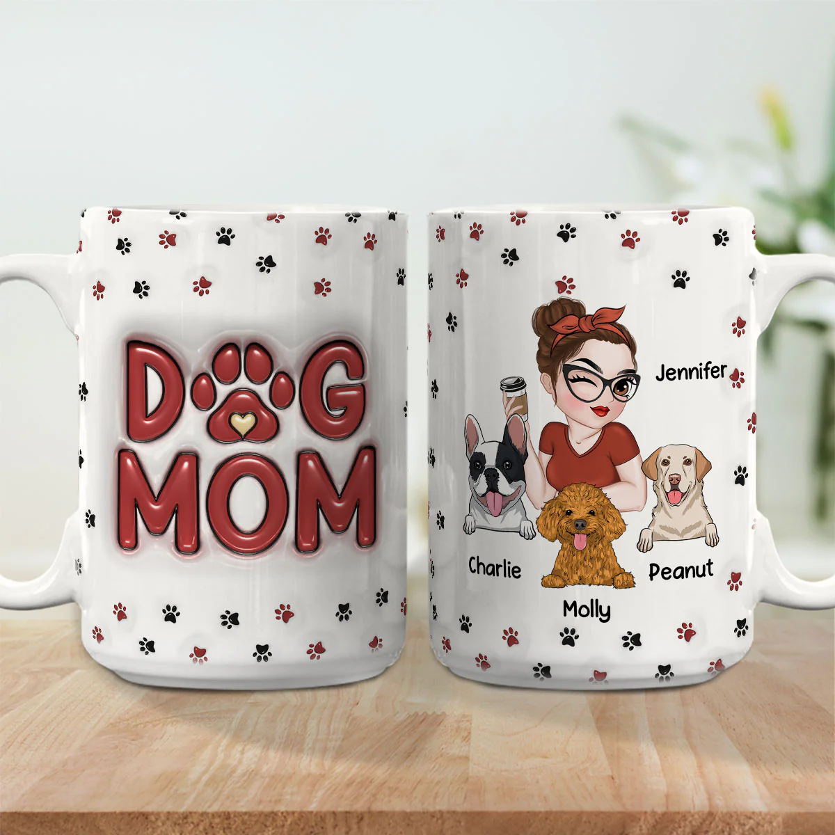 Lovely Dog Mom Mug - Personalized Custom 3D Inflated Effect Mug - Image 7