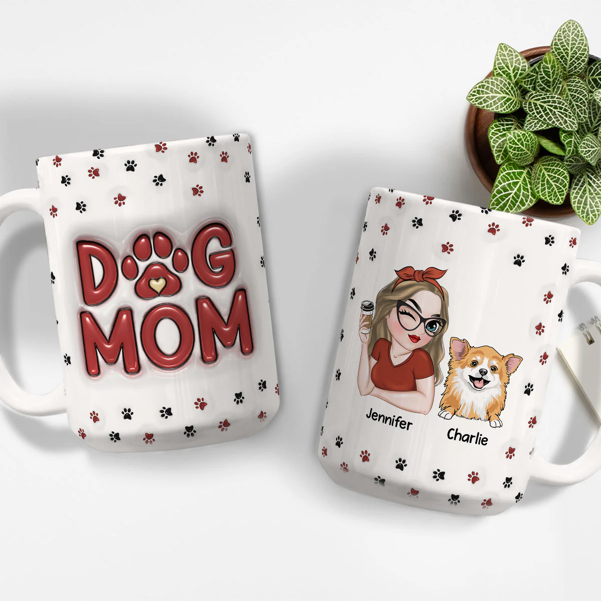 Lovely Dog Mom Mug - Personalized Custom 3D Inflated Effect Mug - Image 8