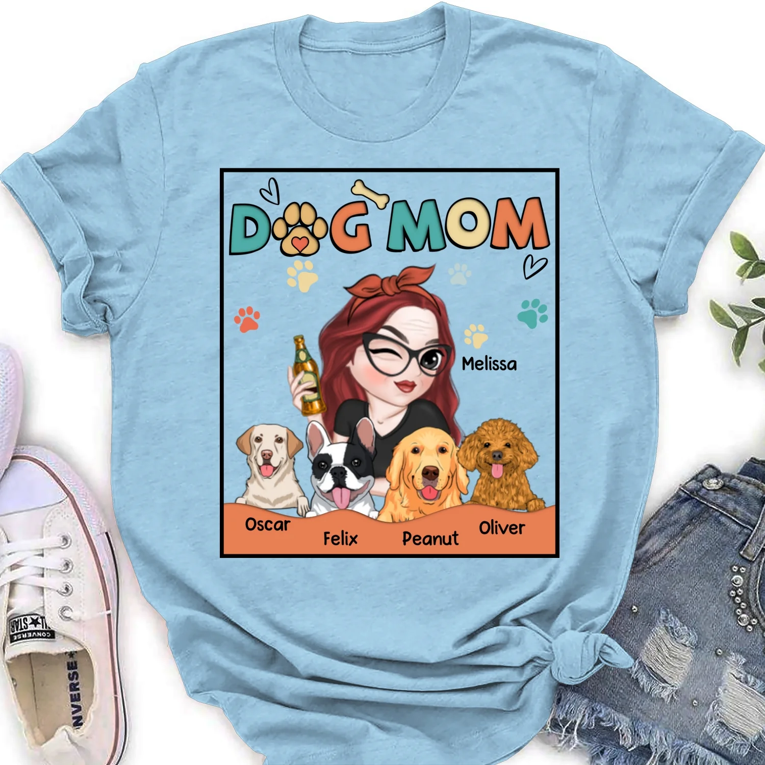 Lovely Dog Mom - Personalized Custom Women's T-shirt - Image 8