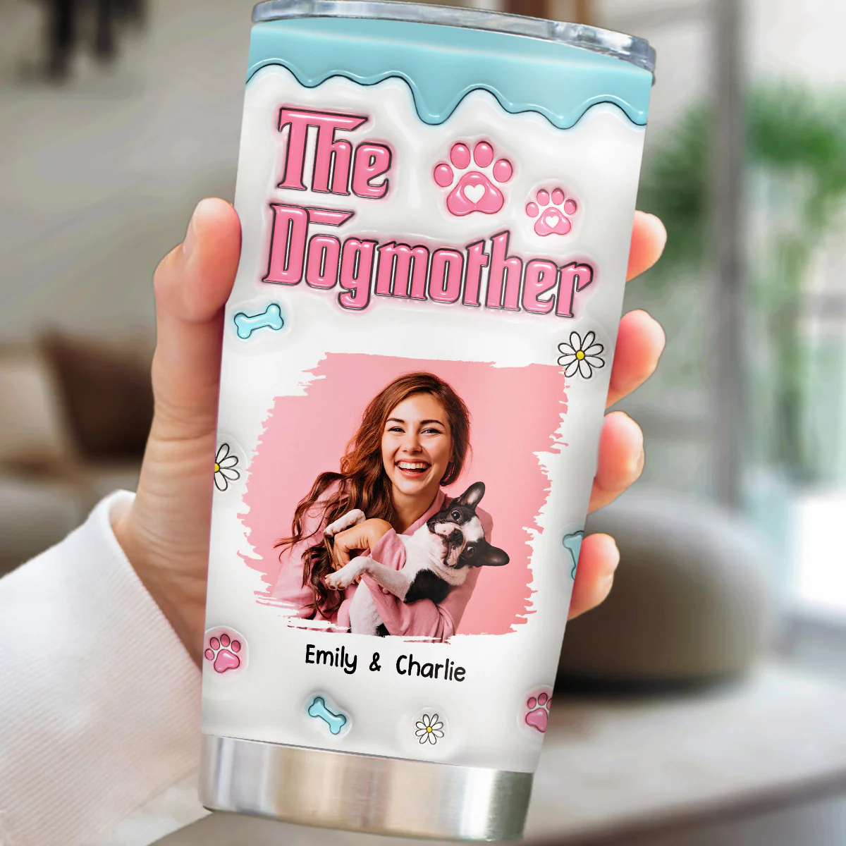Lovely Dog Mother Chibi - Personalized Custom 3D Inflated Effect Tumbler - Image 2