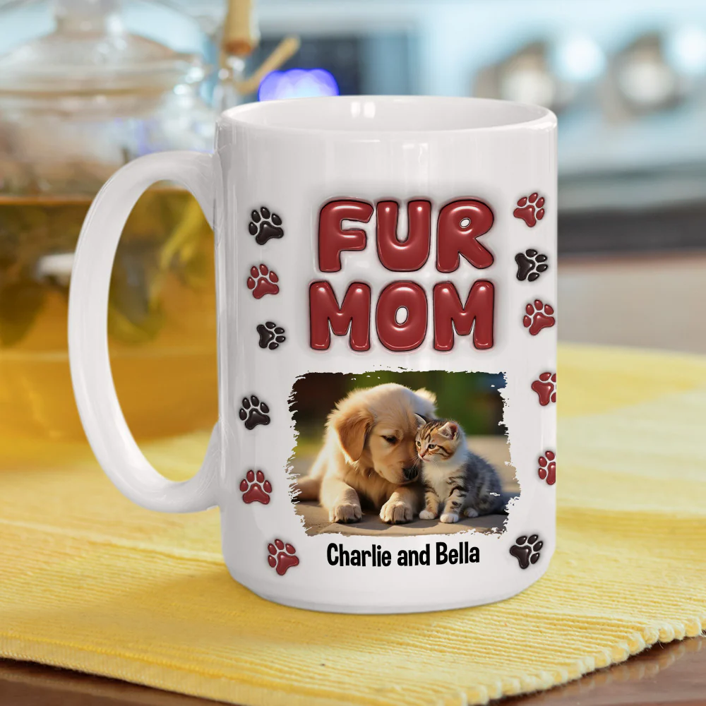 Lovely Fur Mama Photo - Personalized Custom 3D Inflated Effect Mug - Image 4