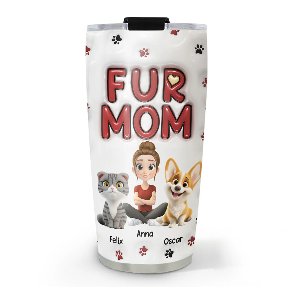 Lovely Fur Mom New Style - Personalized Custom 3D Inflated Effect Tumbler