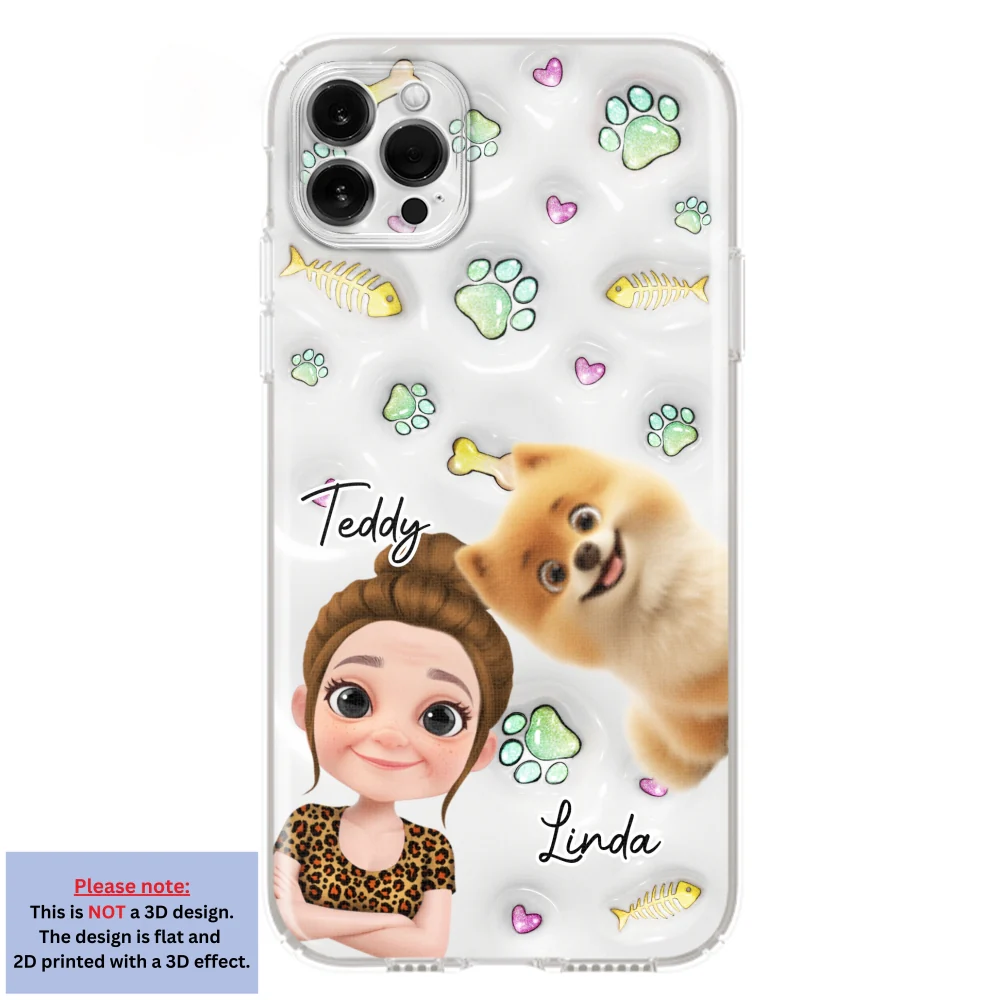 Lovely Human And Her Pets - Personalized Custom 3D Inflated Effect Phone Case - Image 14