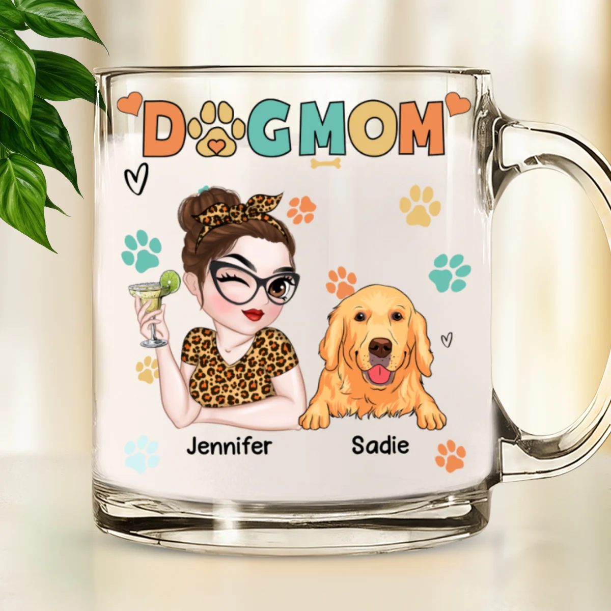 Lovely Mom Of The Dog - Personalized Custom Glass Mug - Image 7