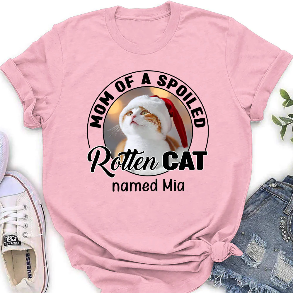 Lovely Spoiled Rotten Cat Chibi Cartoon Photo - Personalized Custom Women's T-Shirt - Image 4