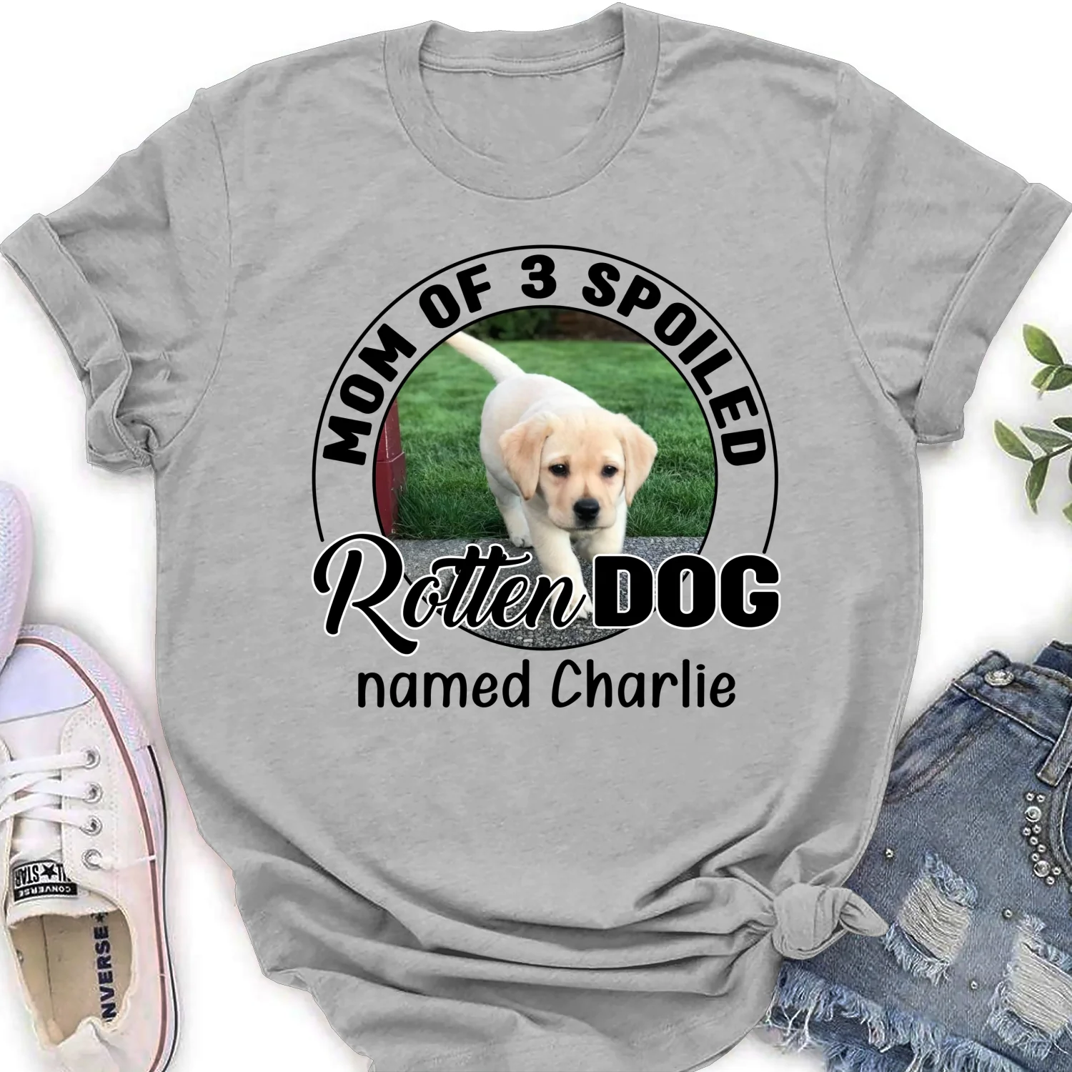 Lovely Spoiled Rotten Comic Dog Photo - Personalized Custom Women's T-Shirt - Image 6