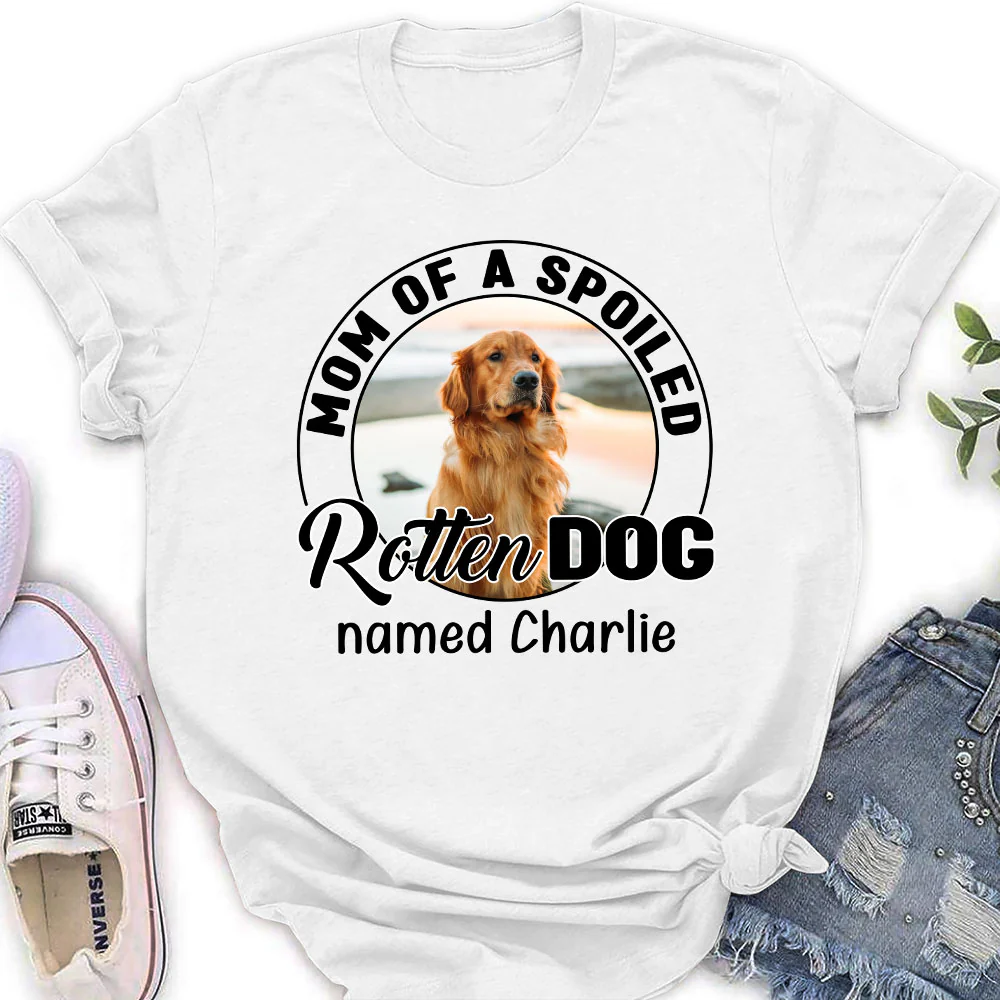 Lovely Spoiled Rotten Dog Chibi Cartoon Photo - Personalized Custom Women's T-Shirt - Image 2