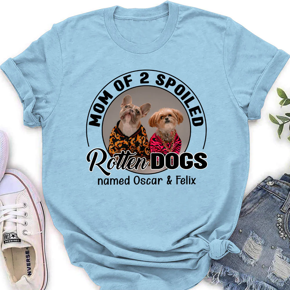 Lovely Spoiled Rotten Dog Chibi Cartoon Photo - Personalized Custom Women's T-Shirt - Image 3