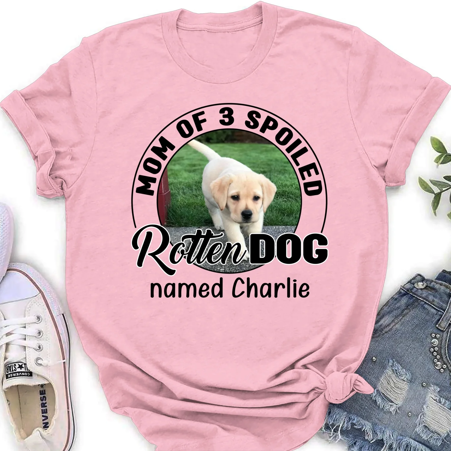 Lovely Spoiled Rotten Dog Chibi Cartoon Photo - Personalized Custom Women's T-Shirt - Image 8