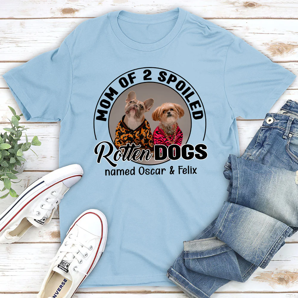 Lovely Spoiled Rotten Dog Chibi Cartoon Ver Christmas Photo - Personalized Custom Unisex T-Shirt - Image 4