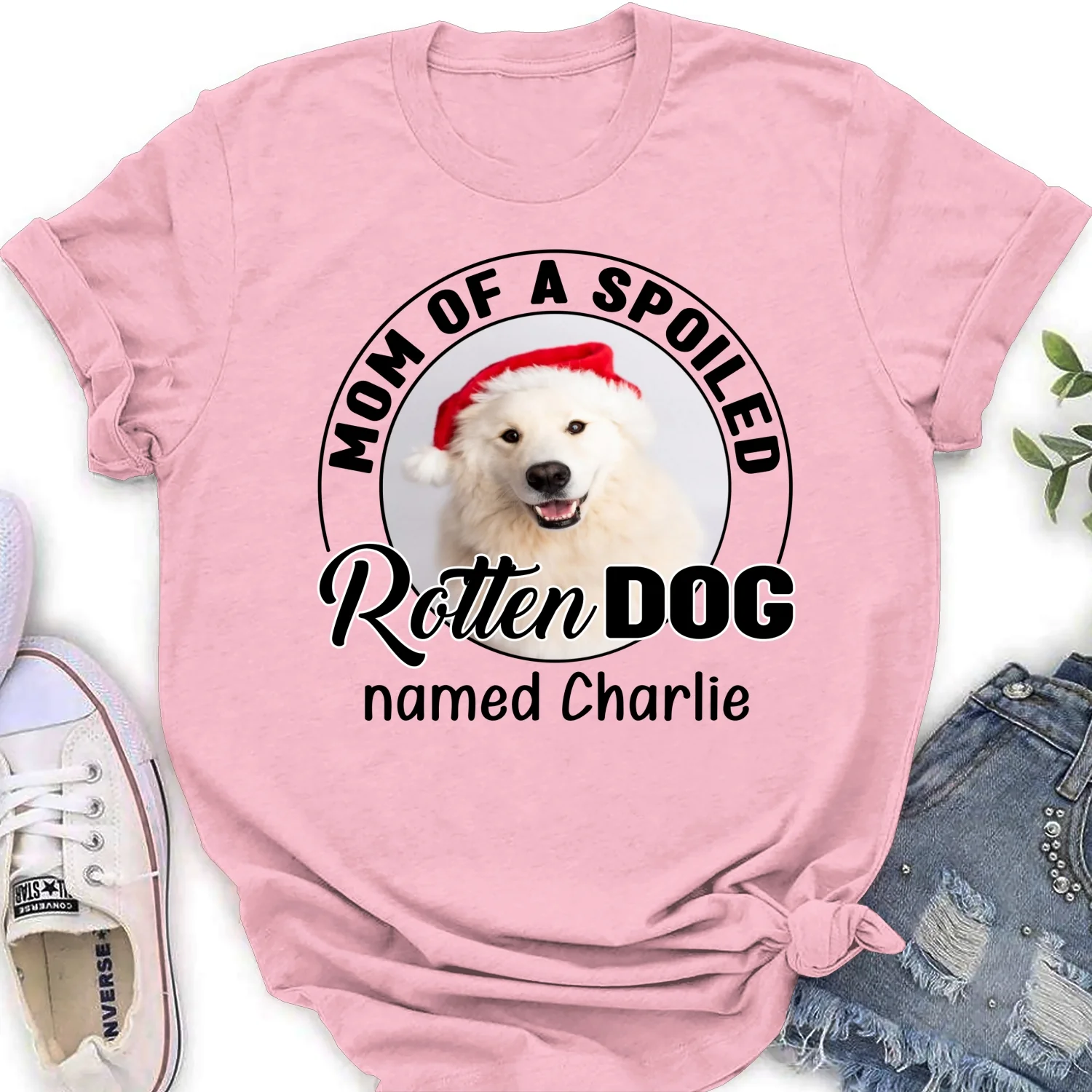 Lovely Spoiled Rotten Dog Chibi Cartoon Ver Christmas Photo - Personalized Custom Women T-Shirt - Image 6