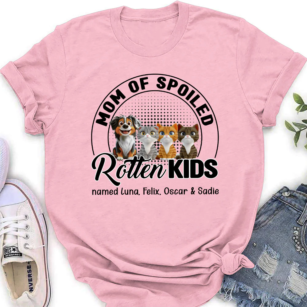 Lovely Spoiled Rotten Pet Chibi Cartoon - Personalized Custom Women's T-Shirt - Image 4