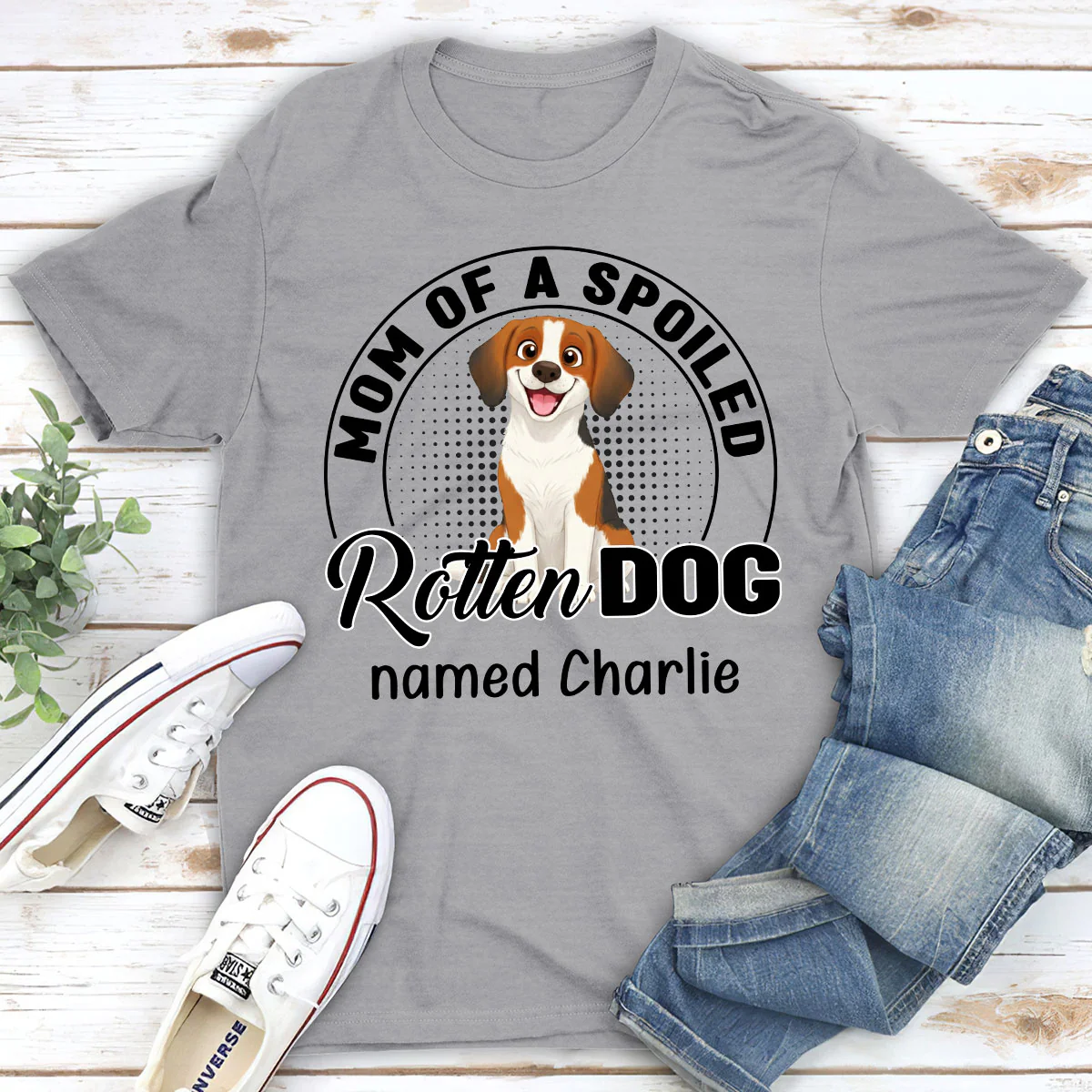 Lovely Spoiled Rotten Storybook Dog - Personalized Custom Unisex T-Shirt - Image 3