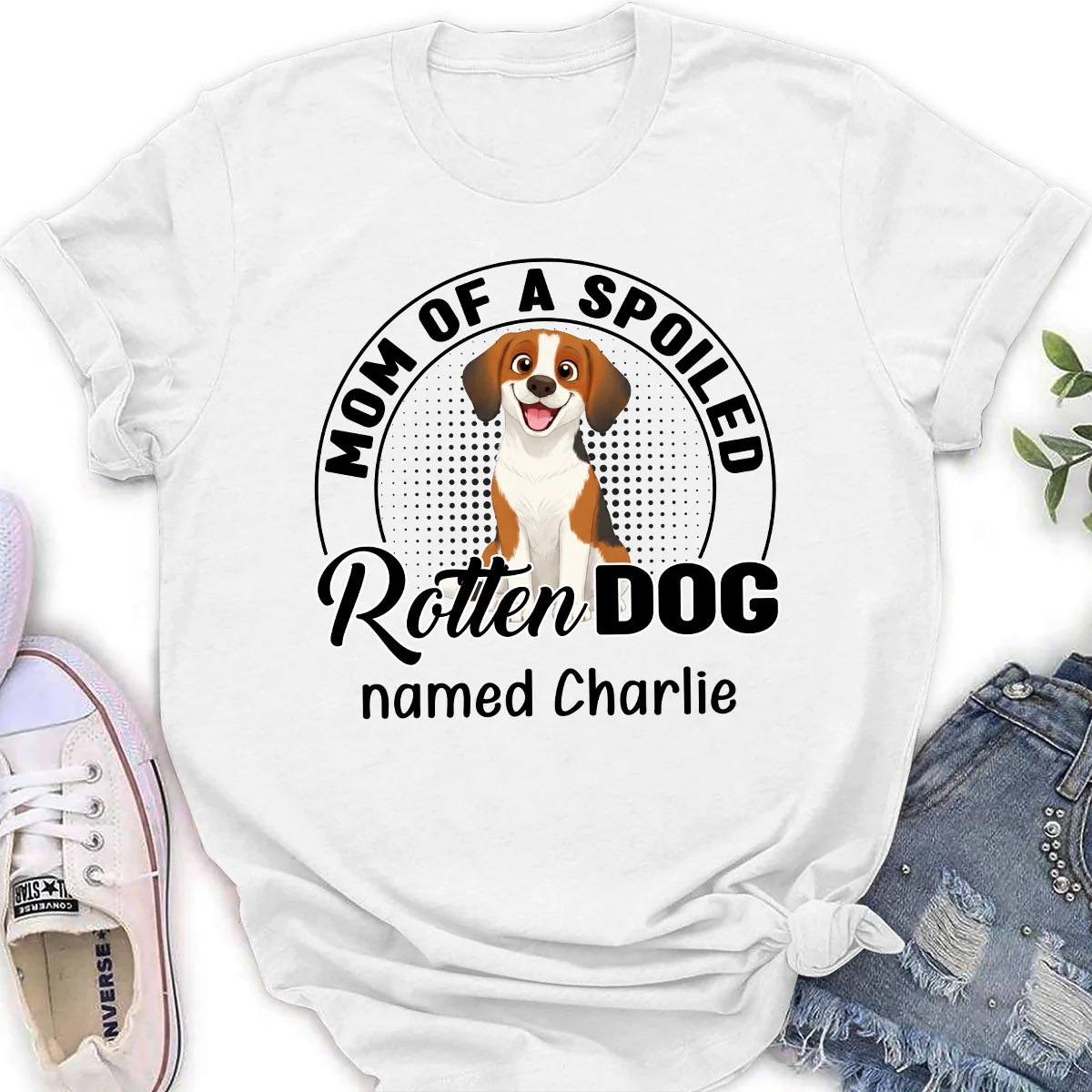 Lovely Spoiled Rotten Storybook Dog - Personalized Custom Women's T-Shirt - Image 2