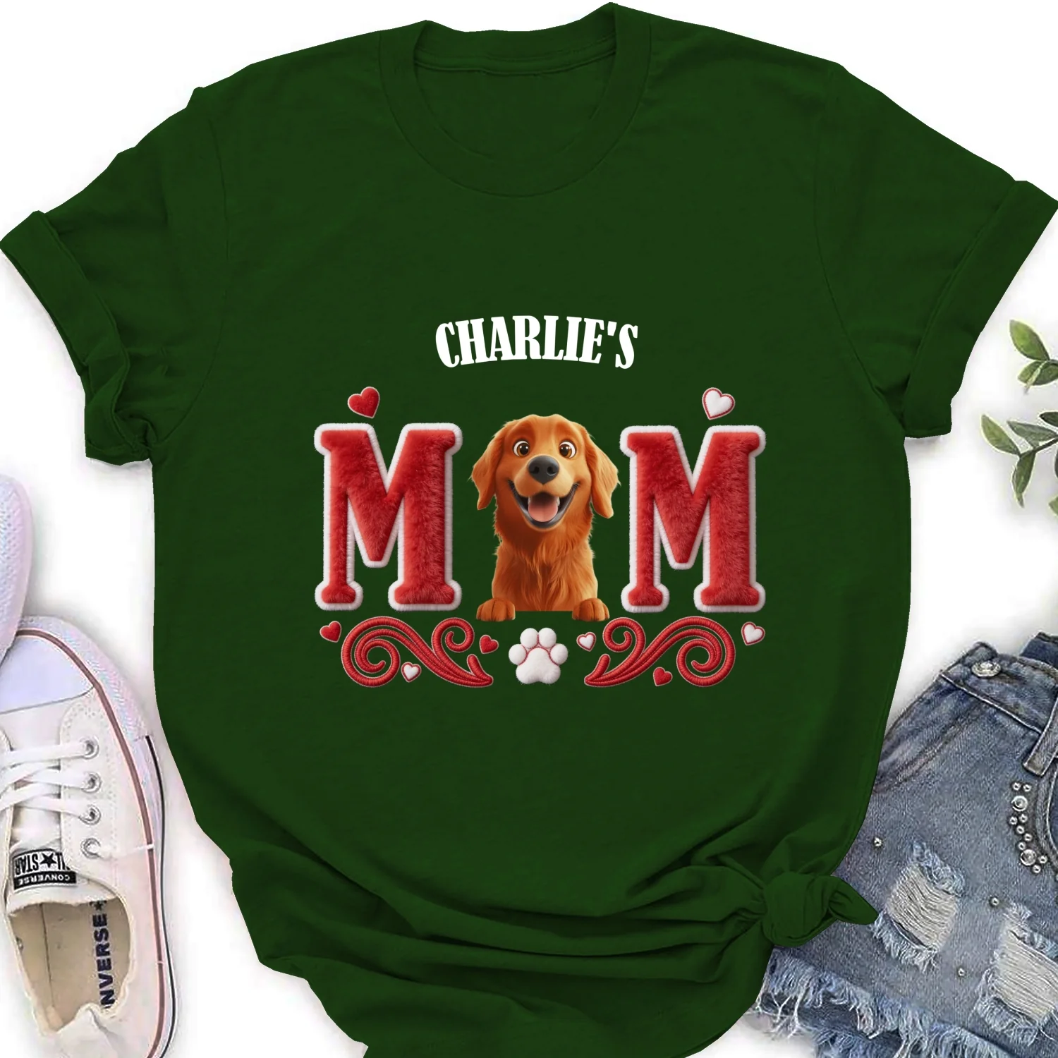 Lucky Dog Mommy - Personalized Custom Women's T-Shirt - Image 8