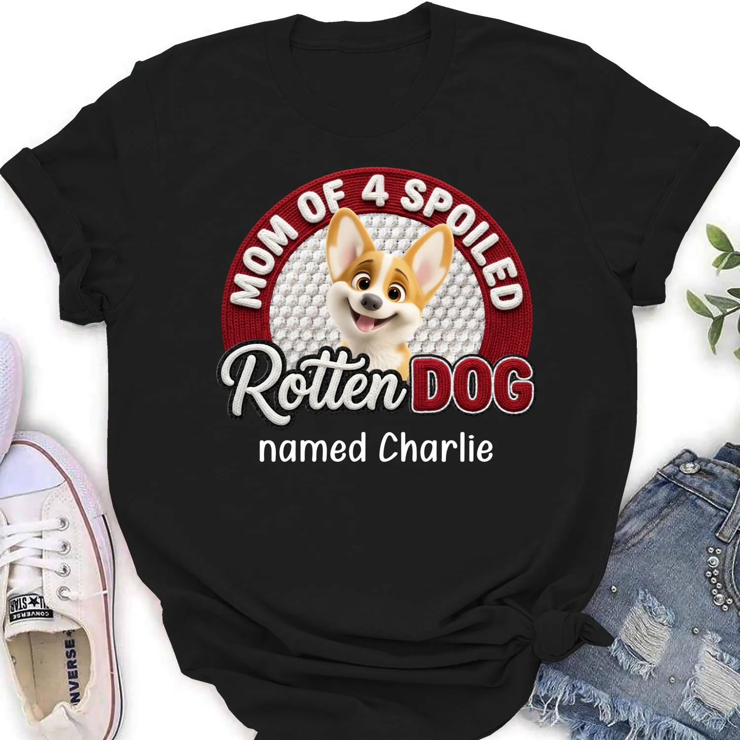 Lucky Mom Of Spoild Rotten Dog - Personalized Custom Women's T-Shirt - Image 6