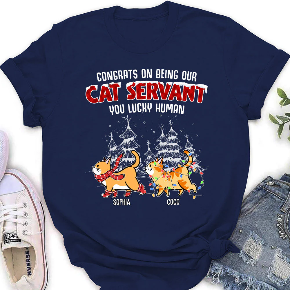 Lucky To Be Cat Servant - Personalized Custom Women's T-shirt - Image 2