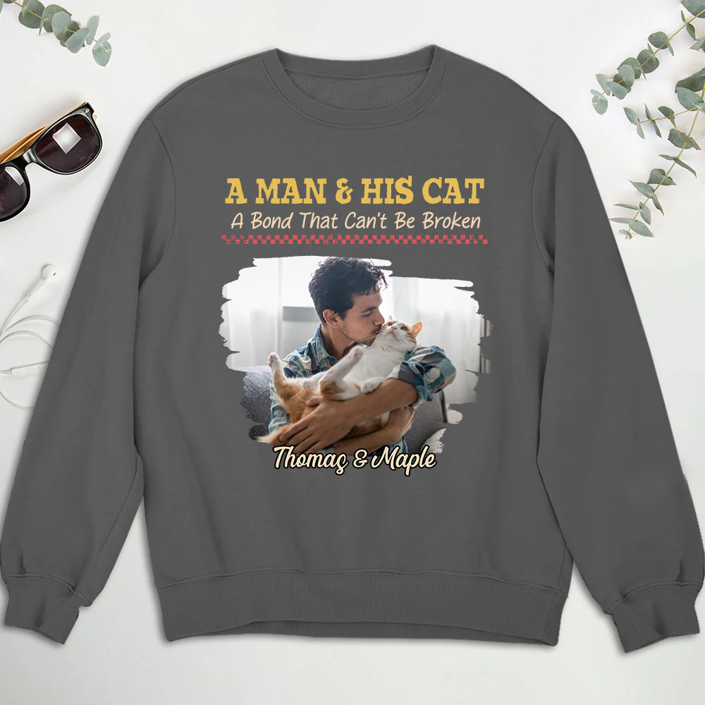 Man And Cats Photo - Personalized Custom Shirt - Image 5
