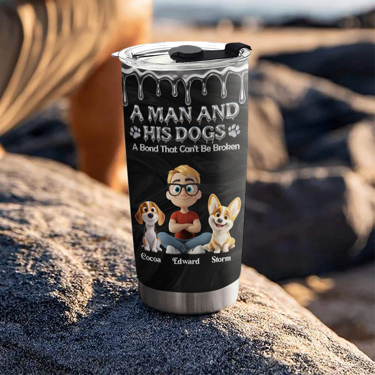 Man And Dog Together Forever - Personalized Custom Tumbler - Image 3