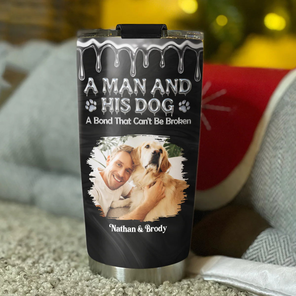 Man And Dog Together Forever Photo - Personalized Custom Tumbler - Image 4