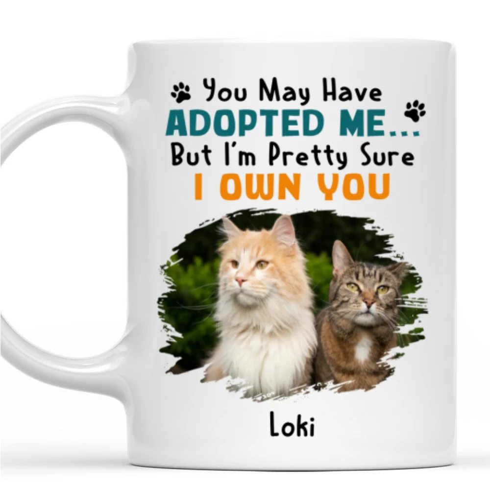 May Have Adopted Me Ver Cat Photo - Personalized Custom Coffee Mug - Image 3