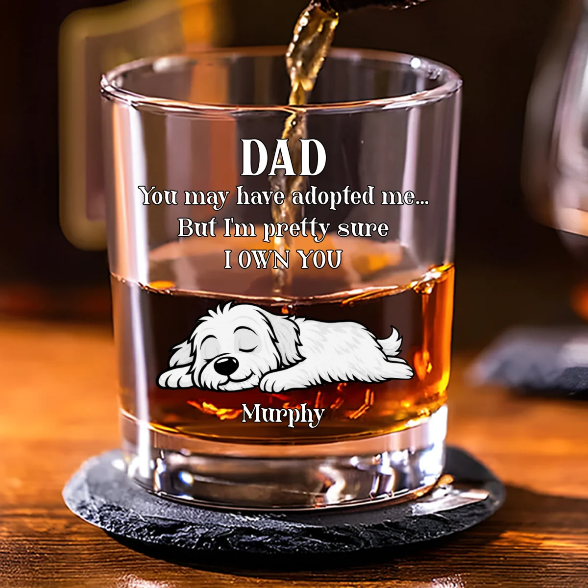 May Have Adopted Retro Sleeping Dog - Personalized Custom Whiskey Glass - Image 7