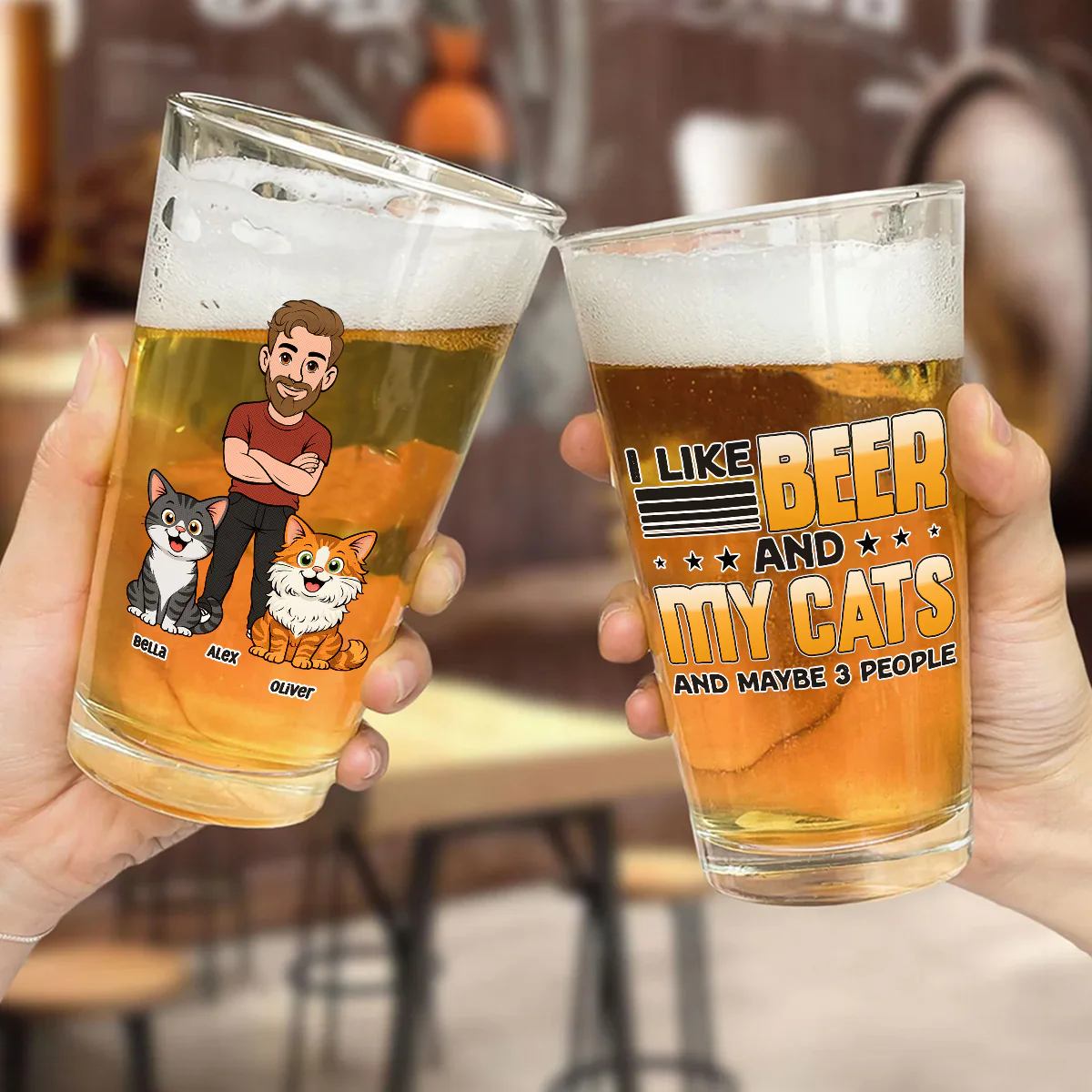 Maybe Three More Cat Ver - Personalized Custom Beer Glass - Image 4