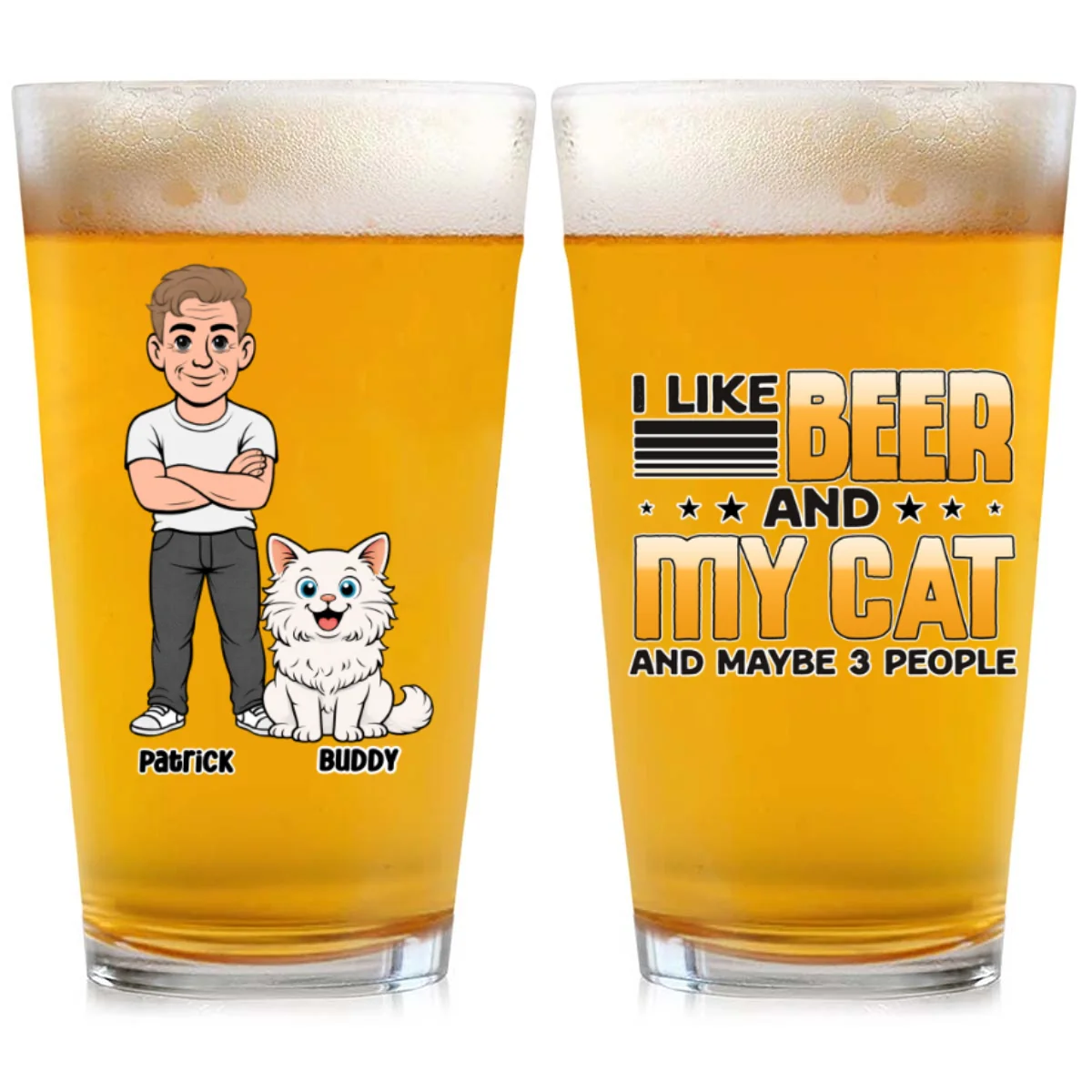 Maybe Three More Cat Ver - Personalized Custom Beer Glass - Image 6