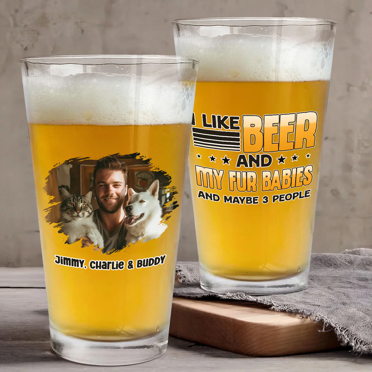 Maybe Three More Fur Ver Photo - Personalized Custom Beer Glass - Image 3