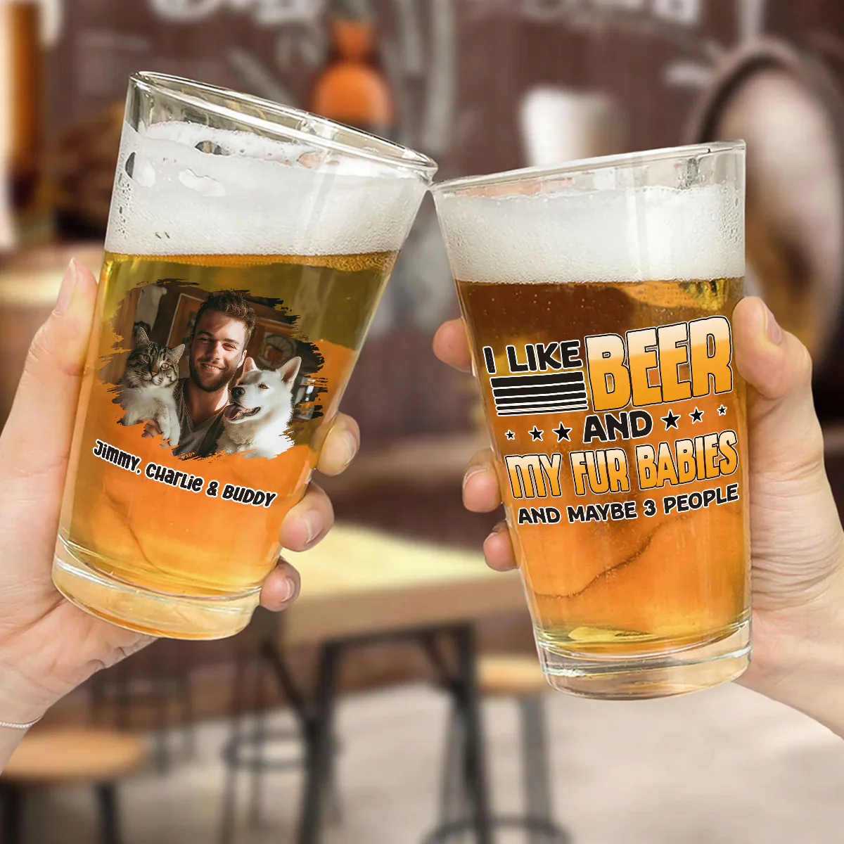 Maybe Three More Fur Ver Photo - Personalized Custom Beer Glass - Image 4