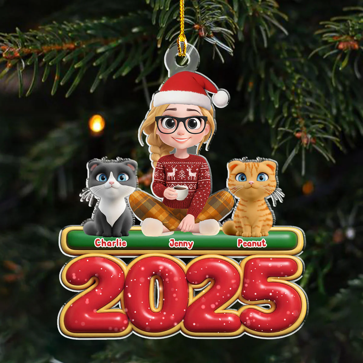 Me And My Cats - Personalized Custom Acrylic Ornament - Image 2