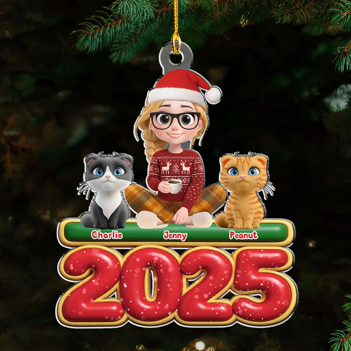 Me And My Cats - Personalized Custom Acrylic Ornament - Image 3