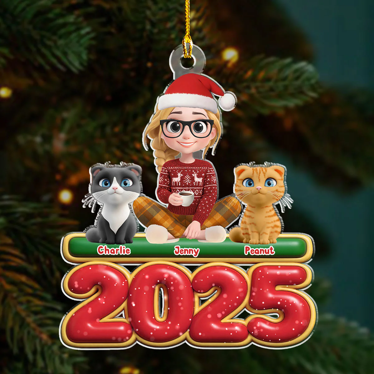 Me And My Cats - Personalized Custom Acrylic Ornament - Image 4