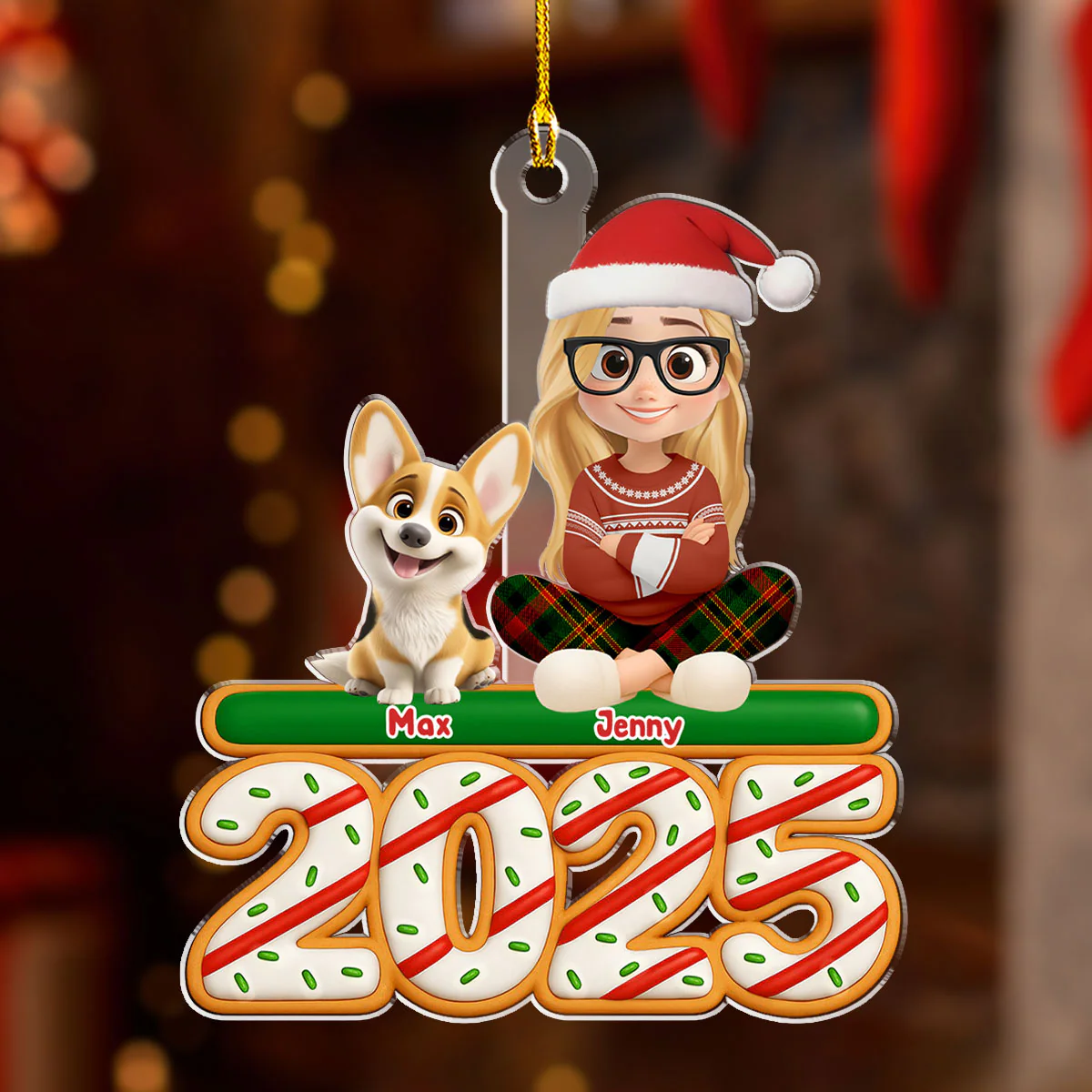 Me And My Dog Tree Cake - Personalized Custom Acrylic Ornament - Image 3