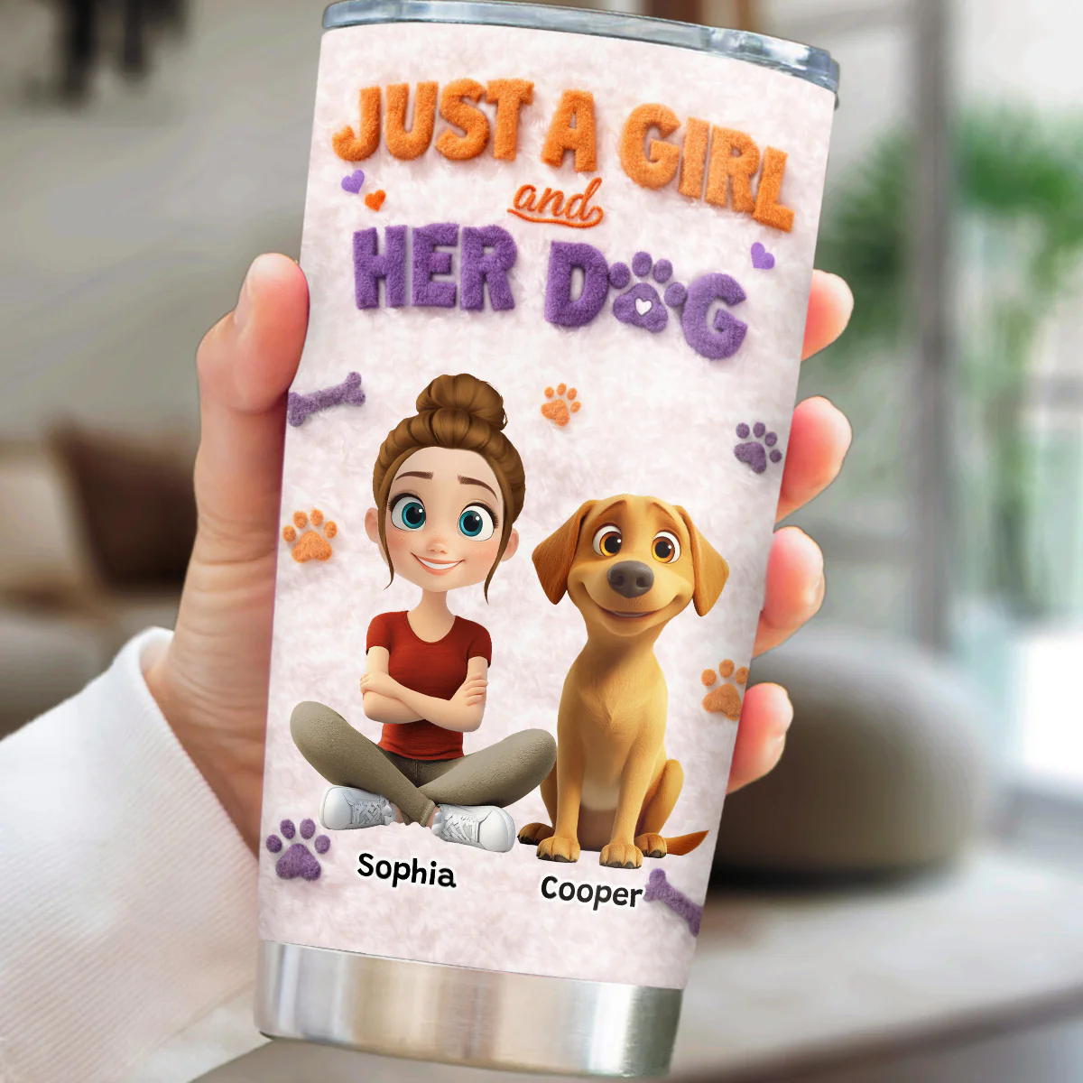 Me And The Dog - Personalized Custom 3D Effect Tumbler - Image 2