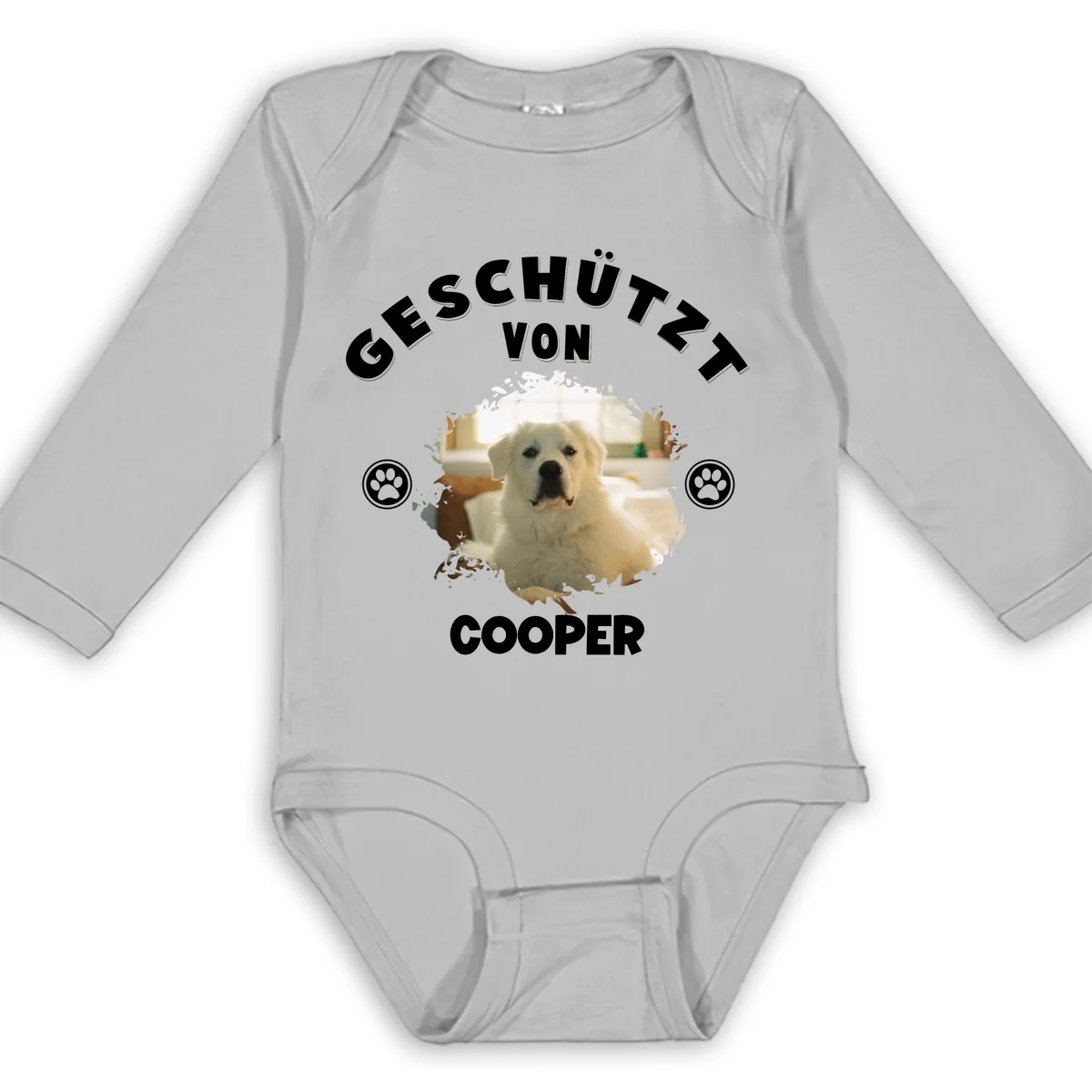 Mensch beschützt von Hunden Foto – Personalisierter Baby-Langarm-Body - Image 7
