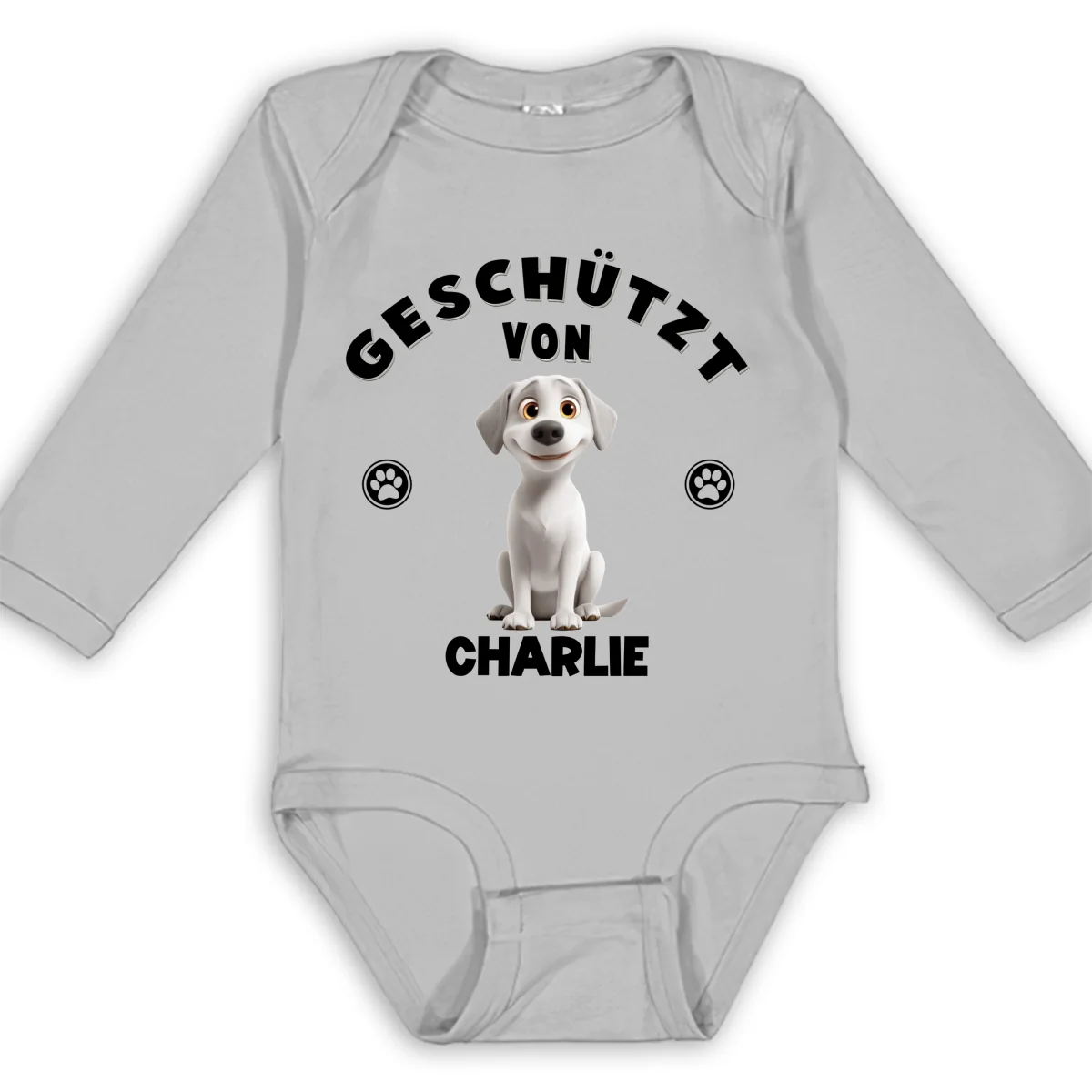 Mensch beschützt von Hunden – Personalisierter Baby-Langarm-Body - Image 7
