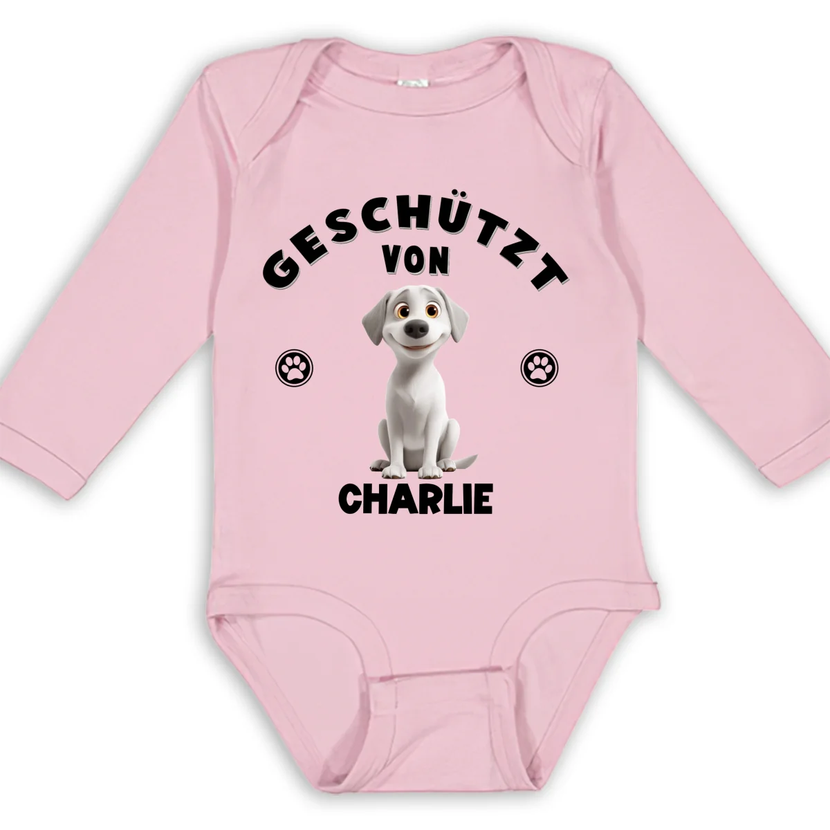 Mensch beschützt von Hunden – Personalisierter Baby-Langarm-Body - Image 9