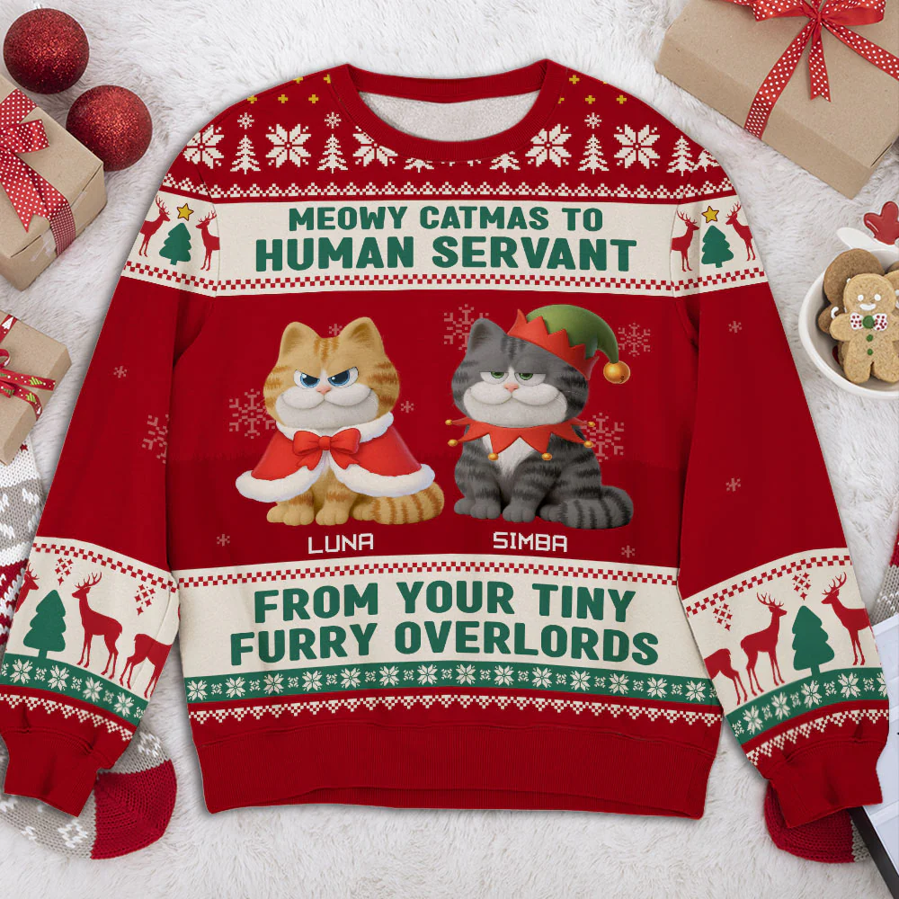 Meowy Catmas My Human - Personalized Custom All-Over-Print Sweatshirt