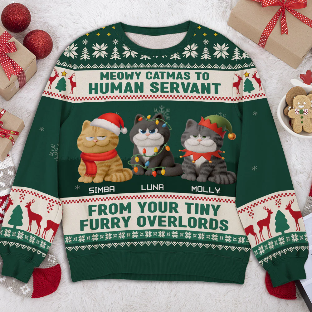 Meowy Catmas My Human - Personalized Custom All-Over-Print Sweatshirt - Image 2