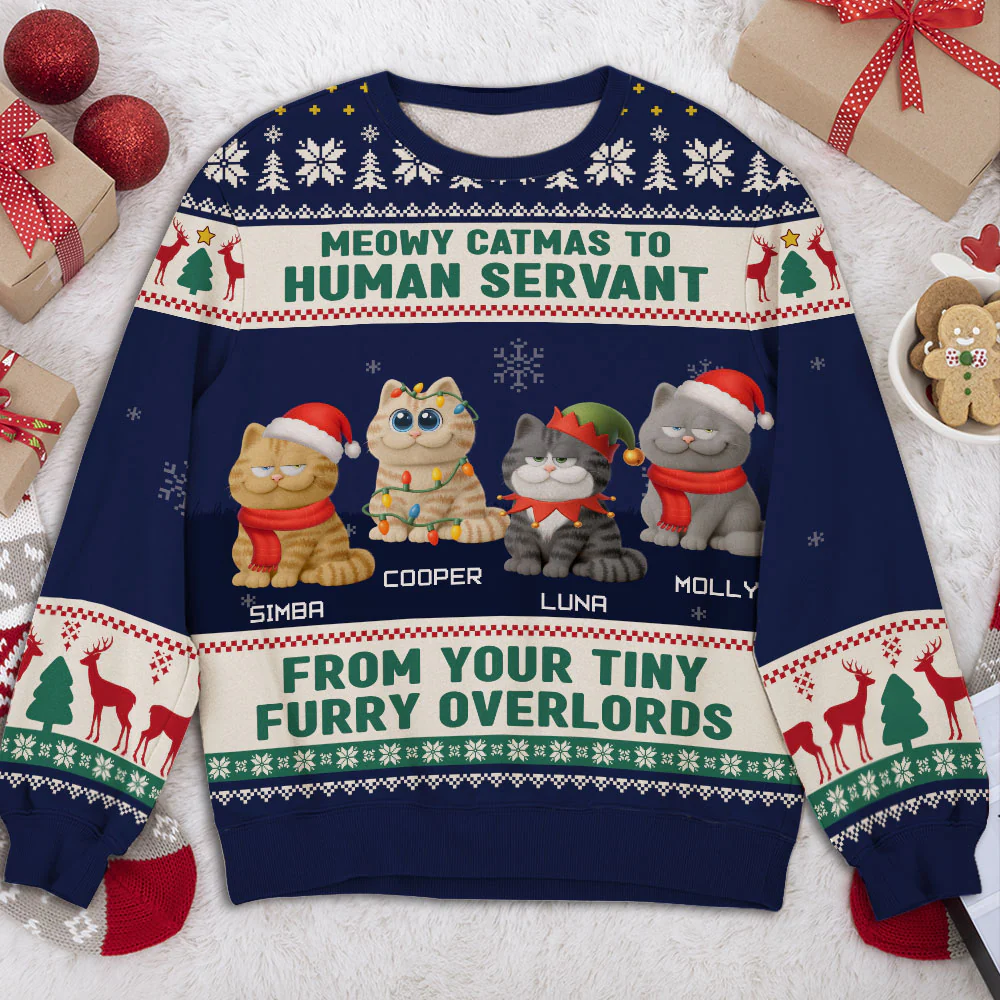 Meowy Catmas My Human - Personalized Custom All-Over-Print Sweatshirt - Image 3