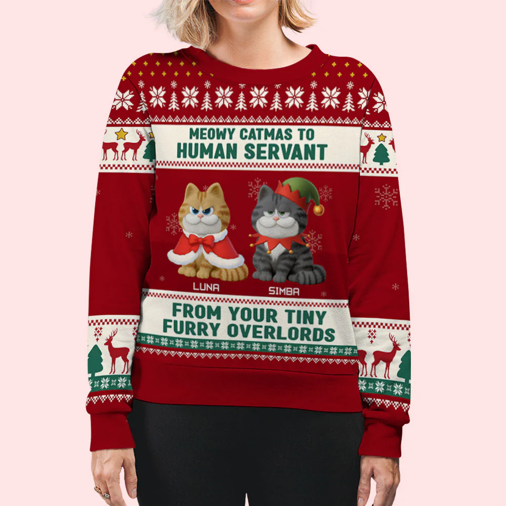 Meowy Catmas My Human - Personalized Custom All-Over-Print Sweatshirt - Image 4