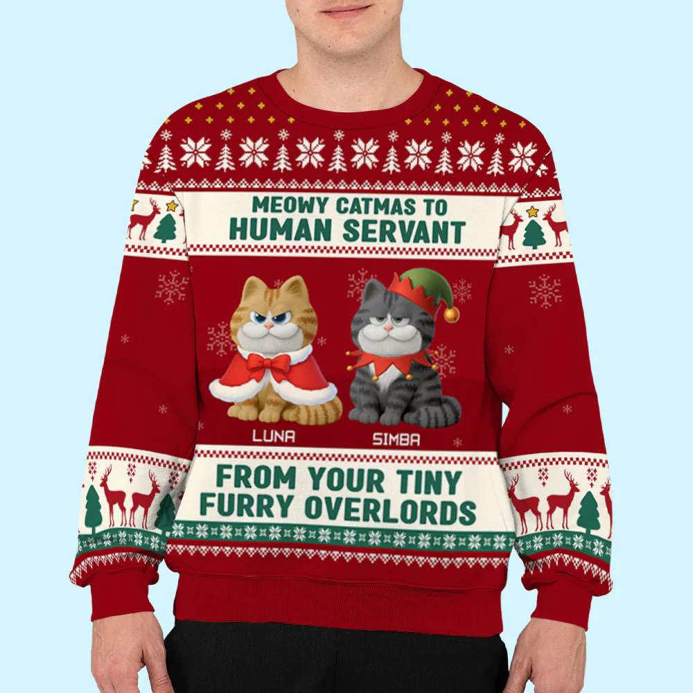 Meowy Catmas My Human - Personalized Custom All-Over-Print Sweatshirt - Image 6