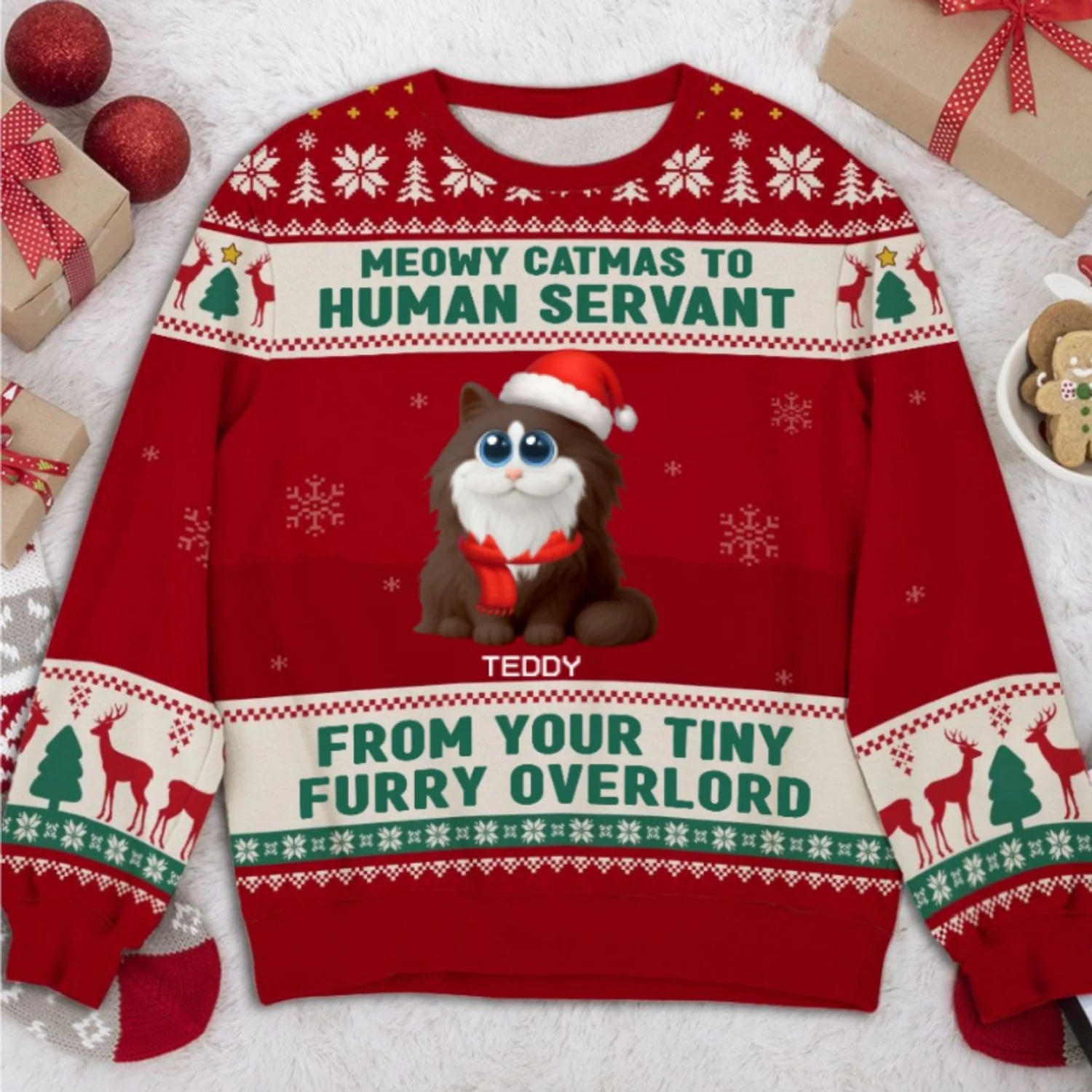 Meowy Catmas My Human - Personalized Custom All-Over-Print Sweatshirt - Image 9