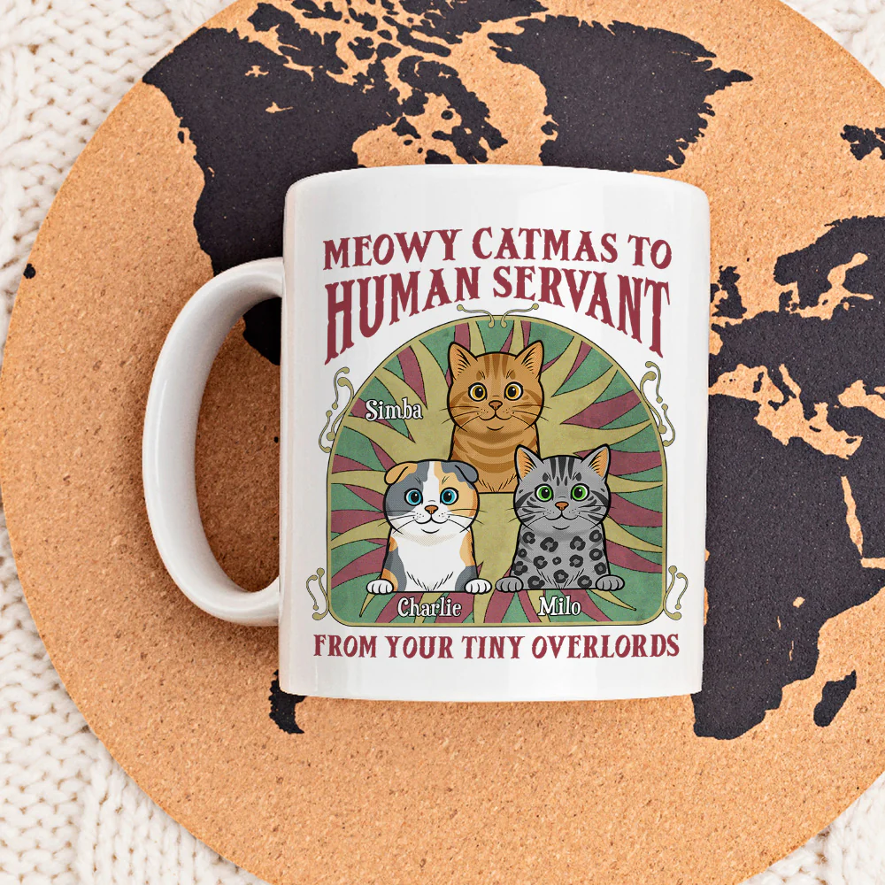 Meowy Catmas Retro - Personalized Custom Coffee Mug - Image 3