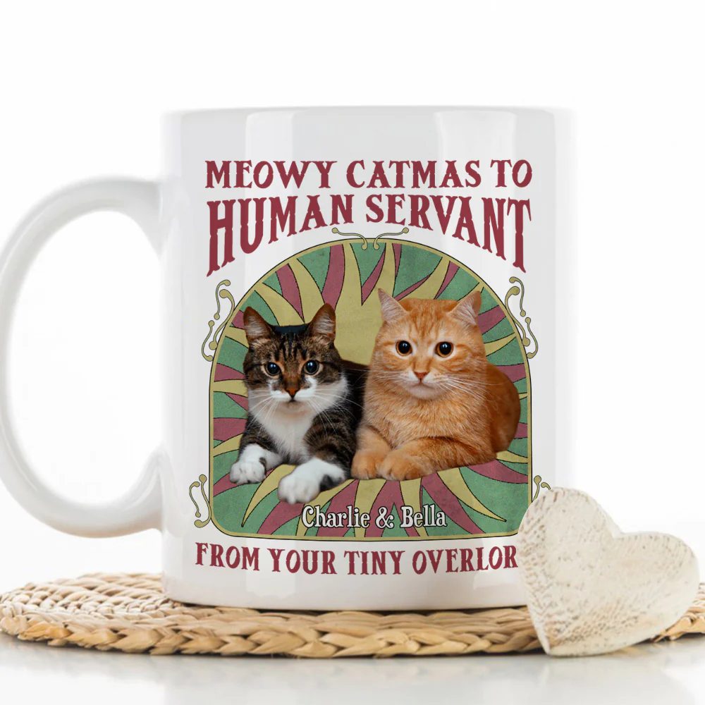 Meowy Catmas Retro Photo - Personalized Custom Coffee Mug