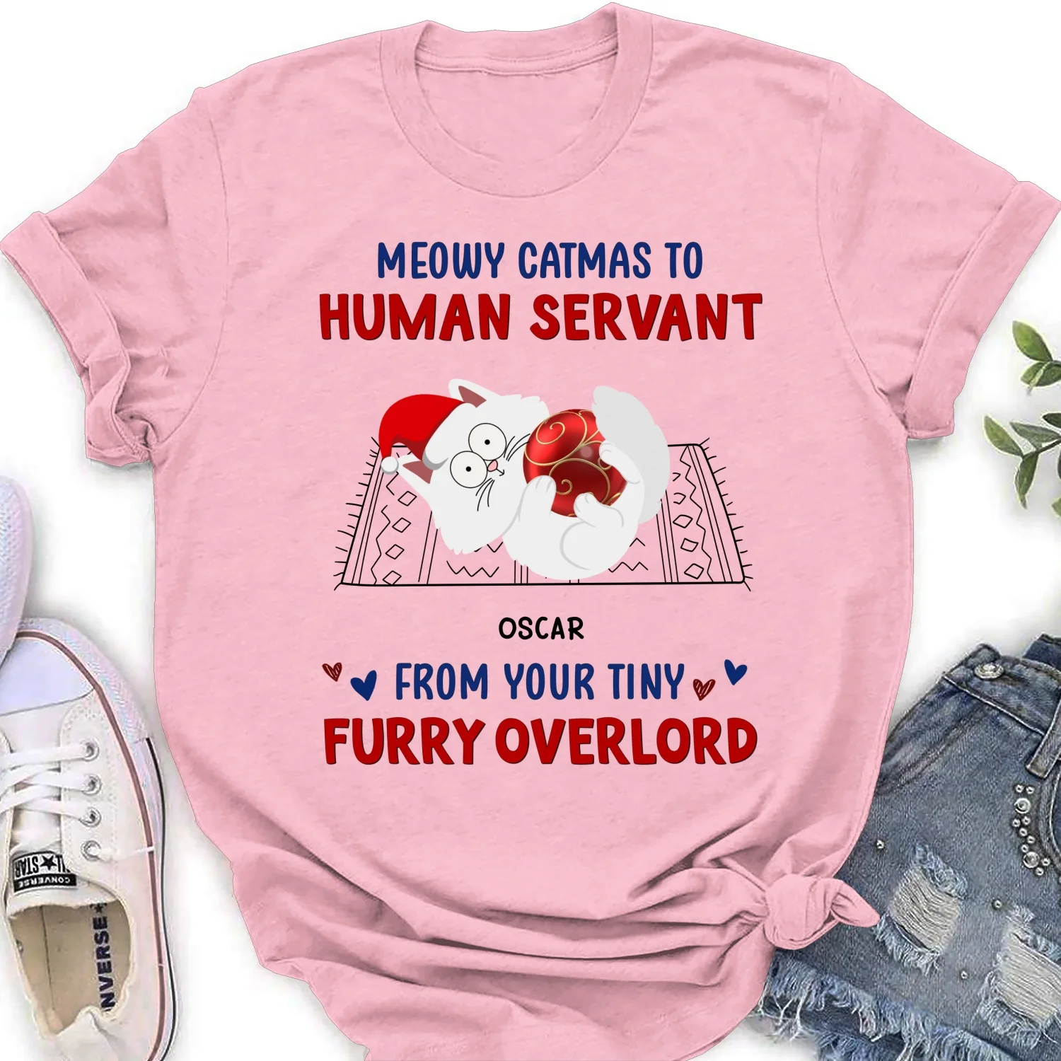 Meowy Catmas To Human Servant - Personalized Custom Women's T-shirt - Image 6