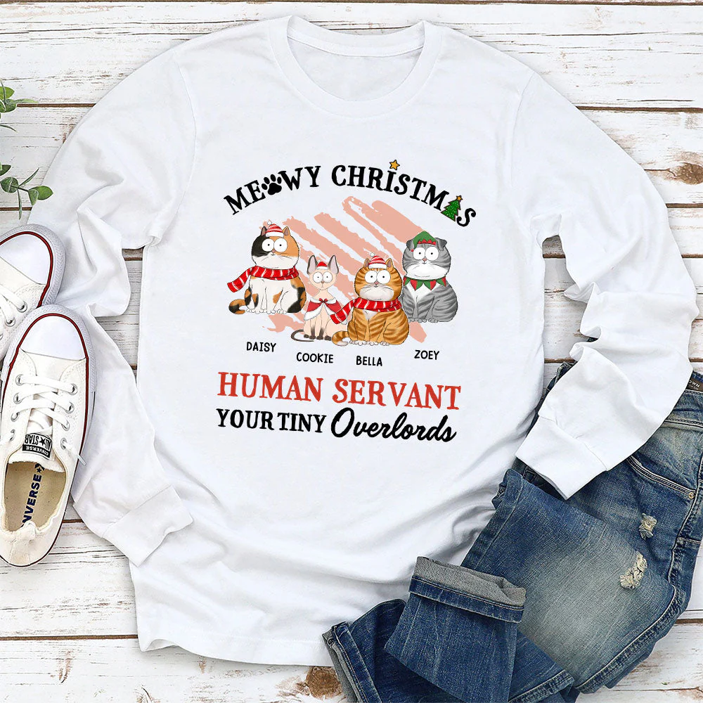 Meowy Christmas Human - Personalized Custom Long Sleeve T-shirt - Image 3