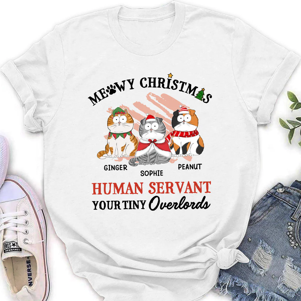 Meowy Christmas Human - Personalized Custom Women's T-shirt - Image 3