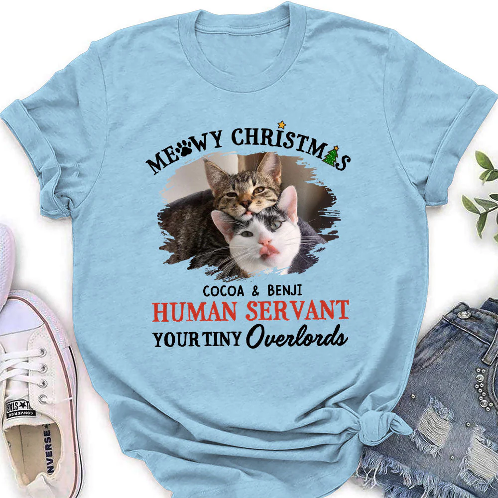 Meowy Christmas Human - Personalized Custom Women's T-shirt - Image 4